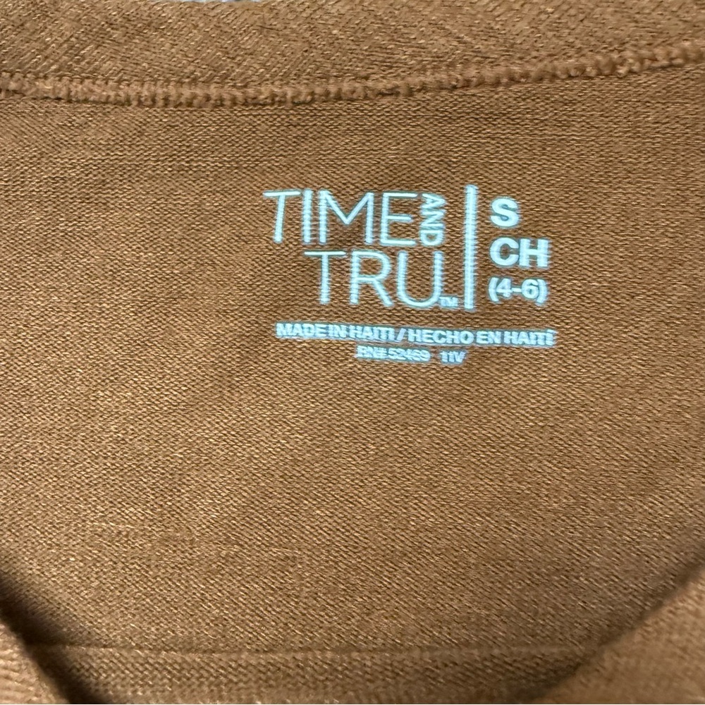 Time and Tru Brown Longsleeve Top Small 4-6 - Picture 2 of 6